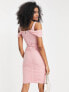 Фото #3 товара Rare London corset detail ruched drape midi dress in light pink