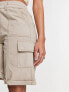 Фото #3 товара ASOS DESIGN longline cargo short with contrast stitch in mushroom