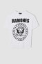 Ramones Oversize Fit Bisiklet Yaka Kısa Kollu %100 Pamuk Tişört X4966az22sm