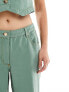 Something New X Chloe Frater straight leg baggy jeans co-ord in washed watercress green