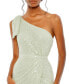 ფოტო #5 პროდუქტის Women's Pearl Embellished Soft Tie One Shoulder Gown