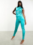 Amy Lynn Elvis disco stretch trousers in aqua co-ord