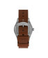 Фото #3 товара Men's Solar Brown Leather Strap Watch 36 mm