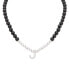 Фото #1 товара Macy's onyx Bead Initial 18" Pendant Necklace in Sterling Silver