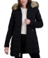 Фото #6 товара Women's Stretch Faux-Fur Trim Hooded Puffer Coat