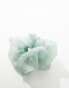 ASOS DESIGN scrunchie hair tie with organza detail in sage