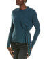 27 Miles Malibu Allover Rib Gathered Side Tie Cashmere Sweater Women's Blue M