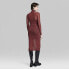 Фото #2 товара Women's Long Sleeve Lurex Mesh Midi Dress - Wild Fable Burgundy XXS