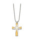 Фото #2 товара Chisel brushed Yellow IP-plated Cross Pendant Ball Chain Necklace