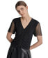 ფოტო #1 პროდუქტის Women's Ruched Mesh-Sleeve Top