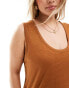 ASOS DESIGN CURVE linen look scoop neck vest in terracotta