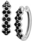 ფოტო #1 პროდუქტის Onyx Small Hoop Earrings in Sterling Silver