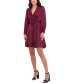 ფოტო #2 პროდუქტის Women's Satin Shawl-Collar Fit & Flare Dress