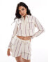 Фото #1 товара ASOS DESIGN linen look pocket detail crop co-ord shirt in purple stripe