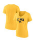 Фото #1 товара Women's Gold Iowa Hawkeyes Evergreen Campus V-Neck T-shirt