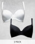 Фото #3 товара ASOS DESIGN Fuller Bust 2 pack microfibre moulded t-shirt bra in black & white