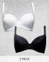 ASOS DESIGN Fuller Bust 2 pack microfibre moulded t-shirt bra in black & white