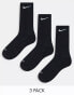 Nike Training Everyday Cushioned Plus 3 pack crew socks in black