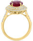 ფოტო #3 პროდუქტის EFFY® Ruby (4 ct. t.w.) & Diamond (5/8 ct. t.w.) Oval Double Halo Ring in 14k Gold