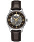 ფოტო #1 პროდუქტის Men's Swiss Automatic DS-1 Skeleton Black Strap Watch 40mm