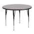 48'' Round Grey Thermal Laminate Activity Table - Standard Height Adjustable Legs