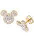 ფოტო #3 პროდუქტის Crystal Mickey Mouse Stud Earrings in 18k Gold-Plated Sterling Silver