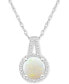 ფოტო #1 პროდუქტის Opal (3/4 ct. t.w.) & Diamond (1/6 ct. t.w.) Halo 18" Pendant Necklace in Sterling Silver
