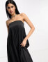 Фото #6 товара ASOS DESIGN satin bandeau trapeze maxi dress in black