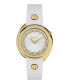 ფოტო #1 პროდუქტის Women's Tortona Crystal 2 Hand Quartz White Genuine Leather Watch, 38mm