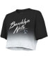 Women's Threads Black, White Brooklyn Nets Dirty Dribble Tri-Blend Cropped T-shirt