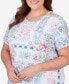 Фото #3 товара Plus Size Patchwork Floral Braided Neck Tee