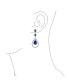 ფოტო #3 პროდუქტის Art Deco Style Wedding Simulated Blue Sapphire AAA Cubic Zirconia Double Halo Large Teardrop CZ Statement Dangle Chandelier Earrings For Women Bridal Party Silver Plated