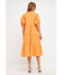 Women's Short Puff Sleeve Midi Dress