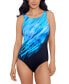 Фото #1 товара Women's Printed High-Neck One-Piece Swimsuit, Created for Macy's