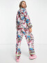 New Girl Order Anime printed revere and trouser pyjama set with ruffle trim