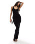 Фото #1 товара ASOS DESIGN 90s neckline minimal maxi dress in black