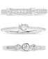 ფოტო #1 პროდუქტის 3-Pc. Set Cubic Zirconia Beaded, Heart, & Bezel Stack Rings