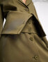 Kyo The Brand tailored blazer mini dress with removeable foldover belt detail in khaki Зеленый, 36 - фото #3