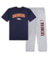 ფოტო #1 პროდუქტის Men's Navy, Heather Gray Denver Broncos Big and Tall T-shirt and Pajama Pants Sleep Set