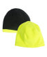 Men's Unisex Reversible Fleece Beanie, High Vis Green and Black, One Size