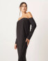 ASOS EDITION off shoulder structured column maxi dress with pockets in black Черный, 36 - фото #3