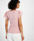 ფოტო #2 პროდუქტის Women's Ribbed-Knit Flutter Eyelet-Sleeve Sweater