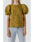 ფოტო #1 პროდუქტის Women's Texture Fabric Top w/ Puff Short Sleeve