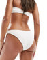 Фото #8 товара ASOS DESIGN seersucker lettuce edge high leg hipster bikini bottom in ivory