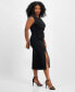 ფოტო #3 პროდუქტის Plus Size Asymmetric-Neck Side-Slit Dress