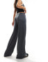 Monki super soft low waist wide leg jersey trousers in dark grey