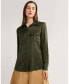 ფოტო #4 პროდუქტის Women's Sandwashed Silk Shirt With Epaulettes