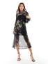 Фото #1 товара AllSaints Hanna Sanibel mesh midi dress floral black