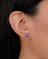 Фото #2 товара Cubic Zirconia Red, White, & Blue Stud Earrings in Sterling Silver, Created for Macy's