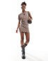 Фото #1 товара COLLUSION slinky asymmetric mini dress in mushroom